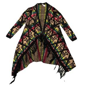 NOBO Cardigan‎ Women's Juniors M 7/9 Prairie Southwestern Aztec Cowgirl Fringe